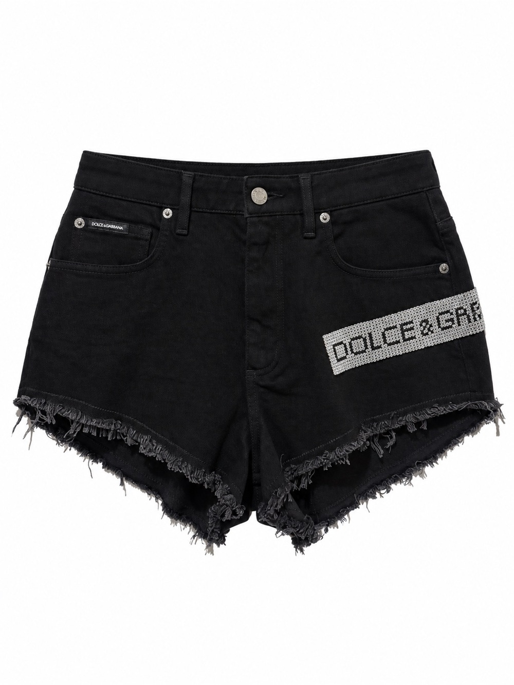 Dolce & Gabbana Crystal High Waisted Denim Shorts